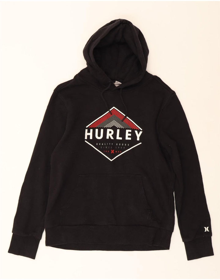 HURLEY Mens Graphic Hoodie Jumper Medium Black Cotton Vintage Hurley and Second-Hand Hurley from Messina Hembry 