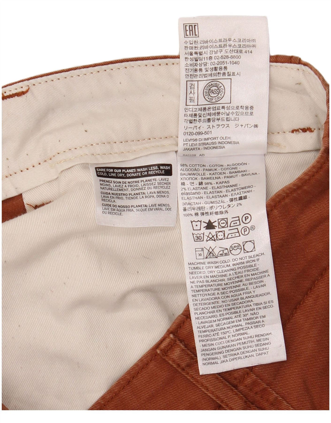 Levi's muške chino kratke hlače W38 XL smeđi pamuk