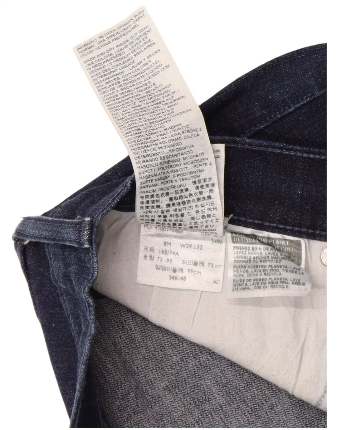 LEVI'S Ženske ravne traperice US 8 srednje W29 L32 tamnoplavi pamuk