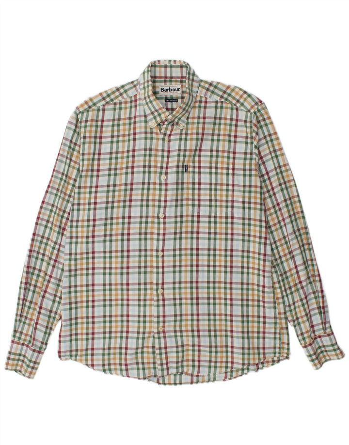 BARBOUR Mens Tailored Fit Flannel Shirt Large Multicoloured Check