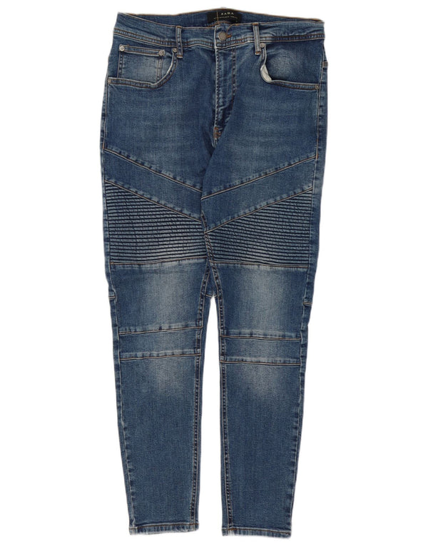 Zara muške uske traperice EU 44 Large W34 L27 plavi patchwork pamuk