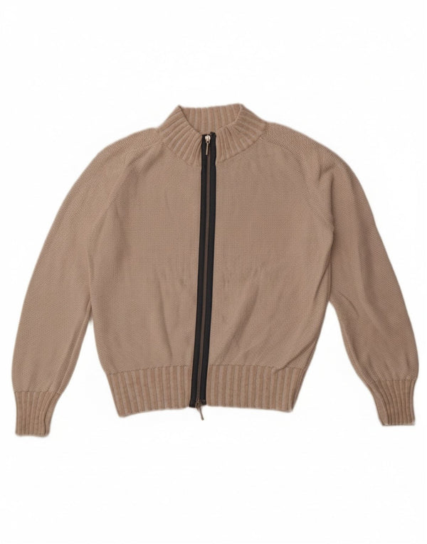 Trussardi Jeans ženski kardigan džemper UK 16 veliki bež pamuk