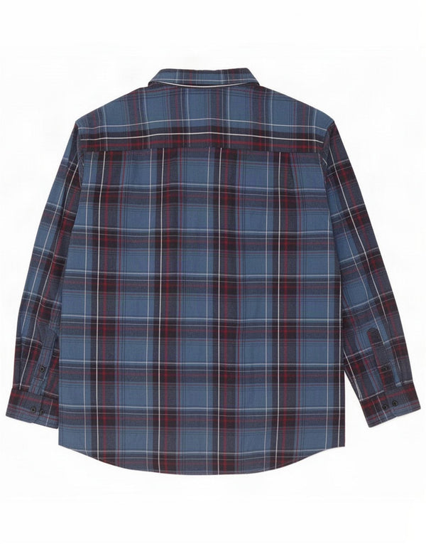 Atlas For Men Mens Flanel Shirt 4XL Blue Check Cotton