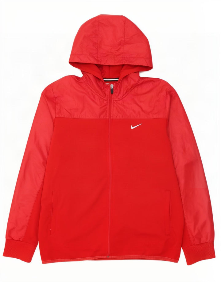 Nike Dri Fit gornja jakna trenirke s kapuljačom srednje crvene boje od poliestera