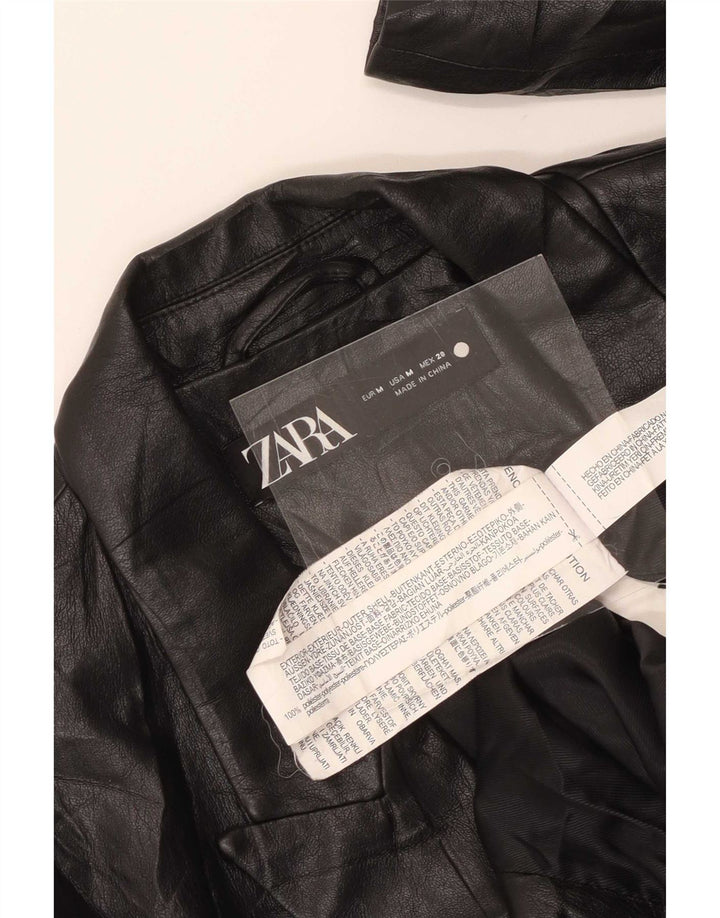 Zara ženska jakna od umjetne kože s jednim gumbom UK 12 srednje crna