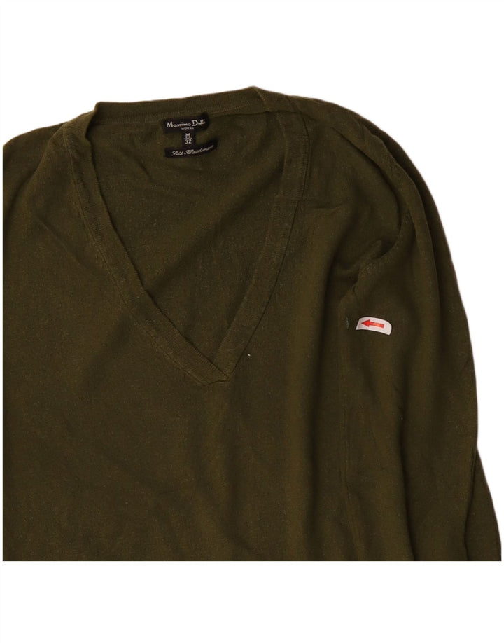 Ženski džemper s V-izrezom Massimo Dutti UK 12 Srednje zelena svila