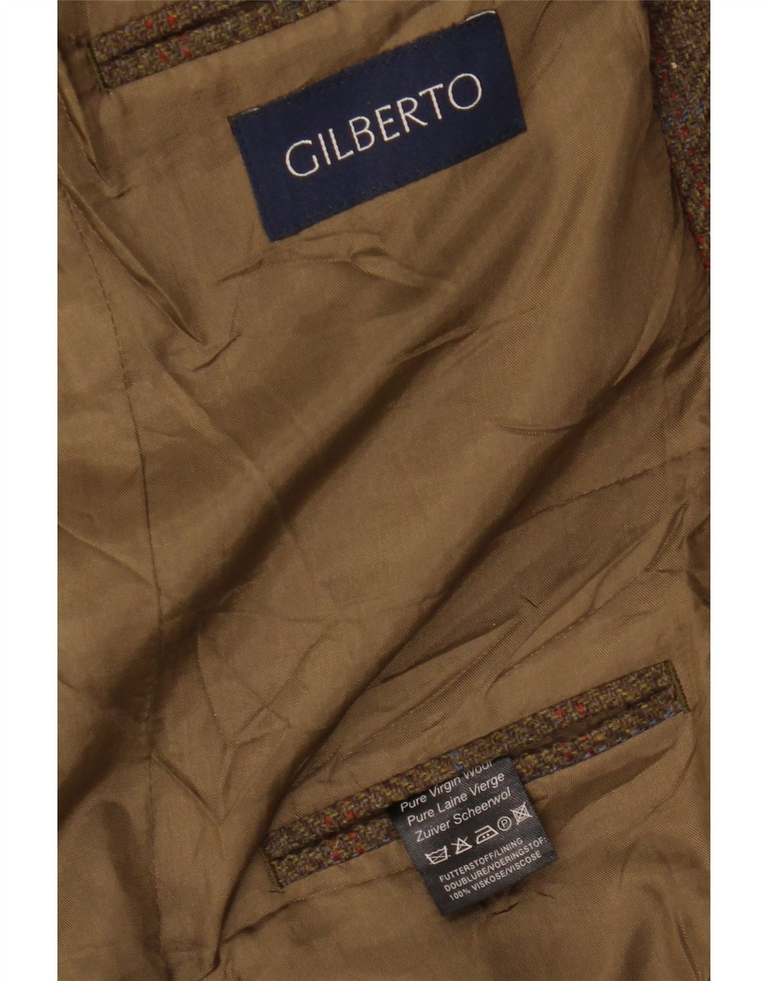 Gilberto muški sako sa 3 gumba UK 40 Veliki smeđi karirani djevičanska vuna