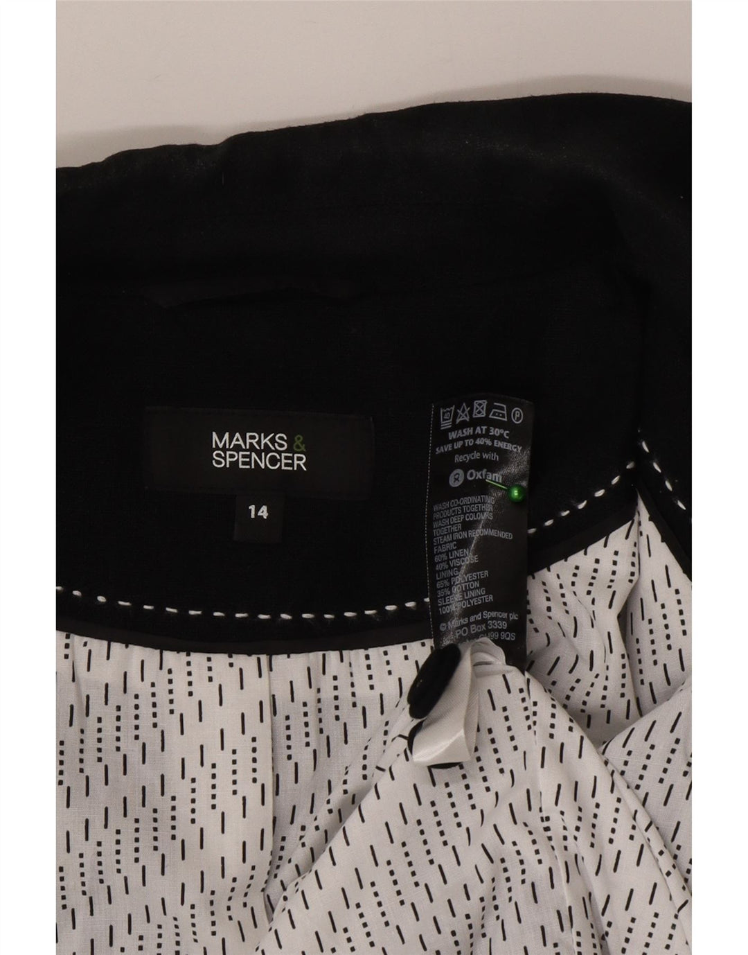 Marks & Spencer Ženska jakna s 3 gumba UK 14 Srednje crno platno