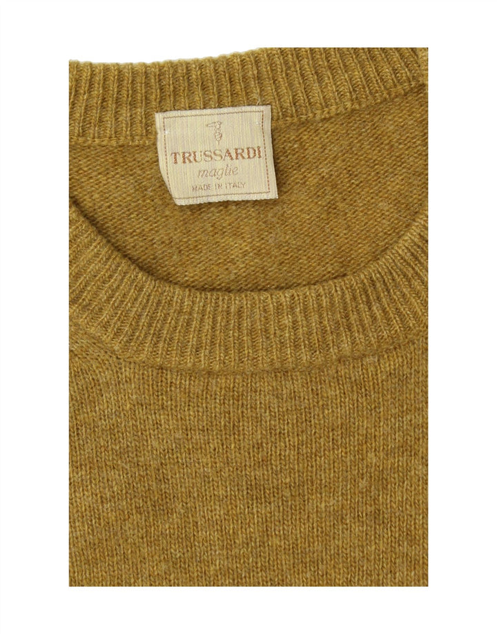 TRUSSARDI Mens Crew Neck Jumper Sweater XL Khaki Vintage Trussardi and Second-Hand Trussardi from Messina Hembry 