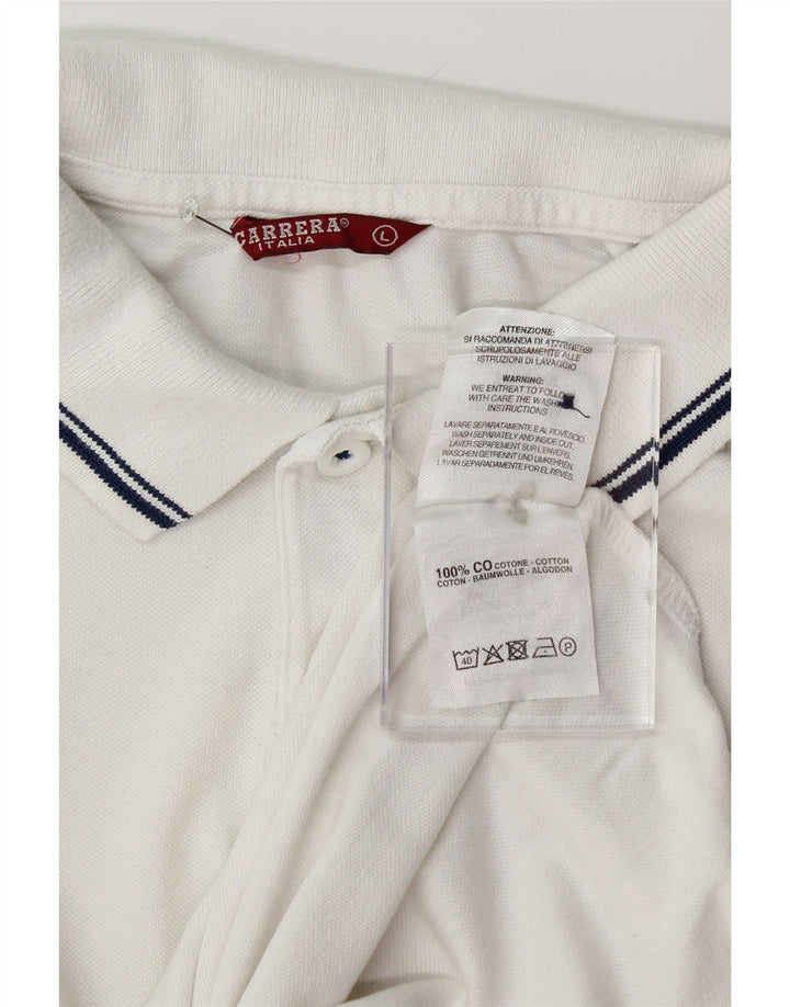 CARRERA Mens Polo Shirt Large White Cotton Vintage Carrera and Second-Hand Carrera from Messina Hembry 