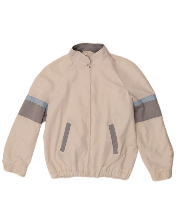 Vintage ženska bomber jakna IT 46 veliki bijeli poliester u boji