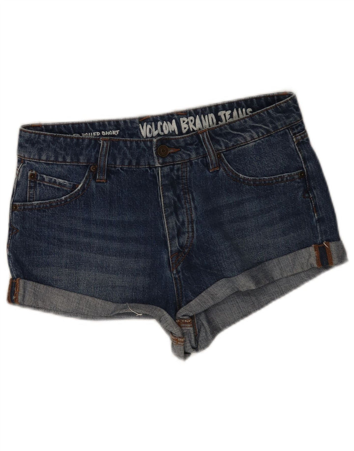 Ženske traper kratke hlače Volcom W28 srednje plavi pamuk