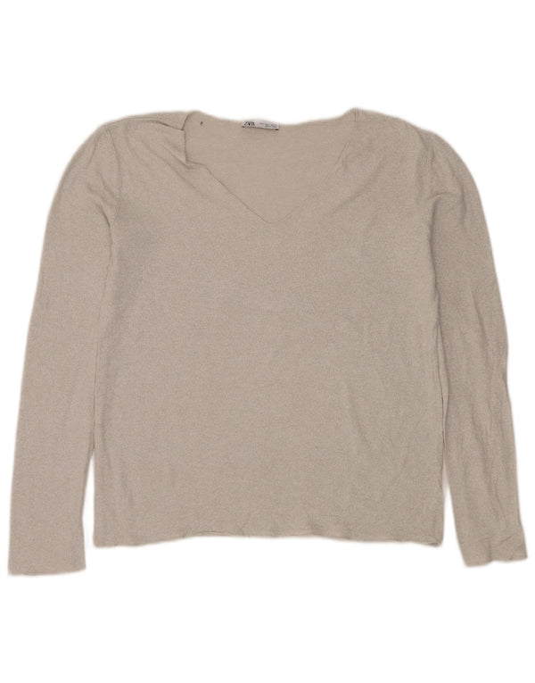 Zara ženski džemper s V-izrezom UK 16 Large Silver