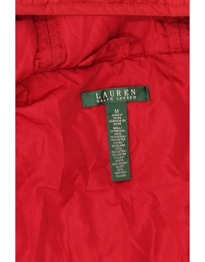 Ženska podstavljena jakna s kapuljačom Ralph Lauren UK 12 srednje crvene boje od poliestera