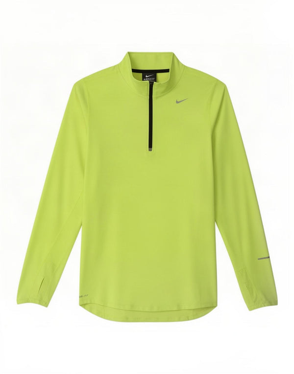 Nike Mens Dri Fit Zip Neck Top Long Sleeve Small Yellow Polyester