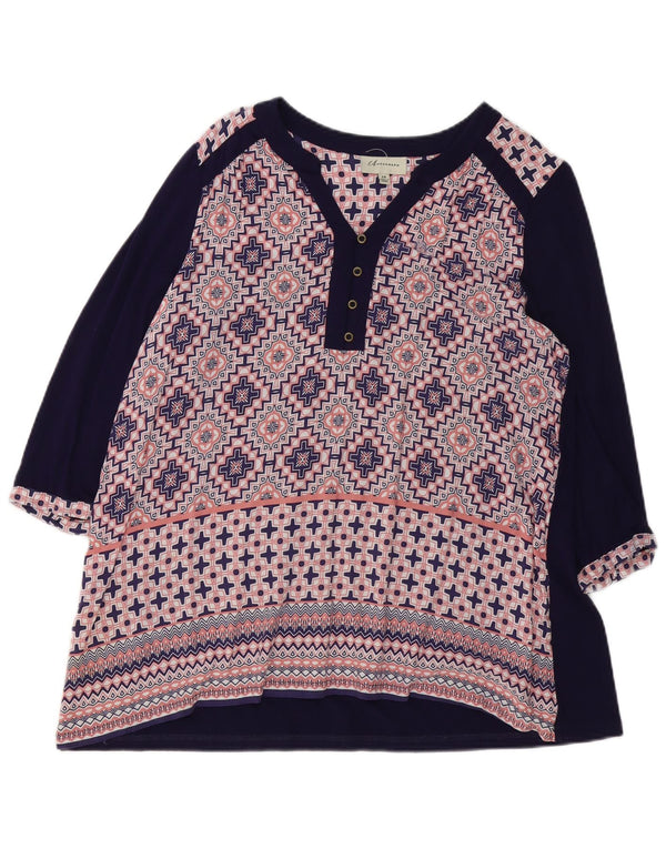 Marks & Spencer ženska majica s 3/4 rukavima UK 14 Large Blue Geometric