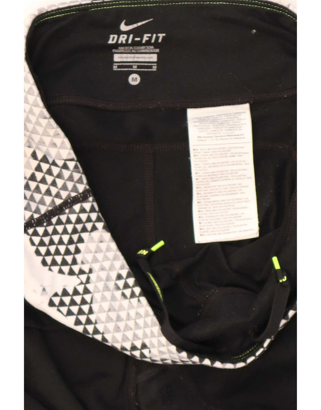 Nike Ženske Dri Fit Leggings UK 14 Srednje crni geometrijski poliester