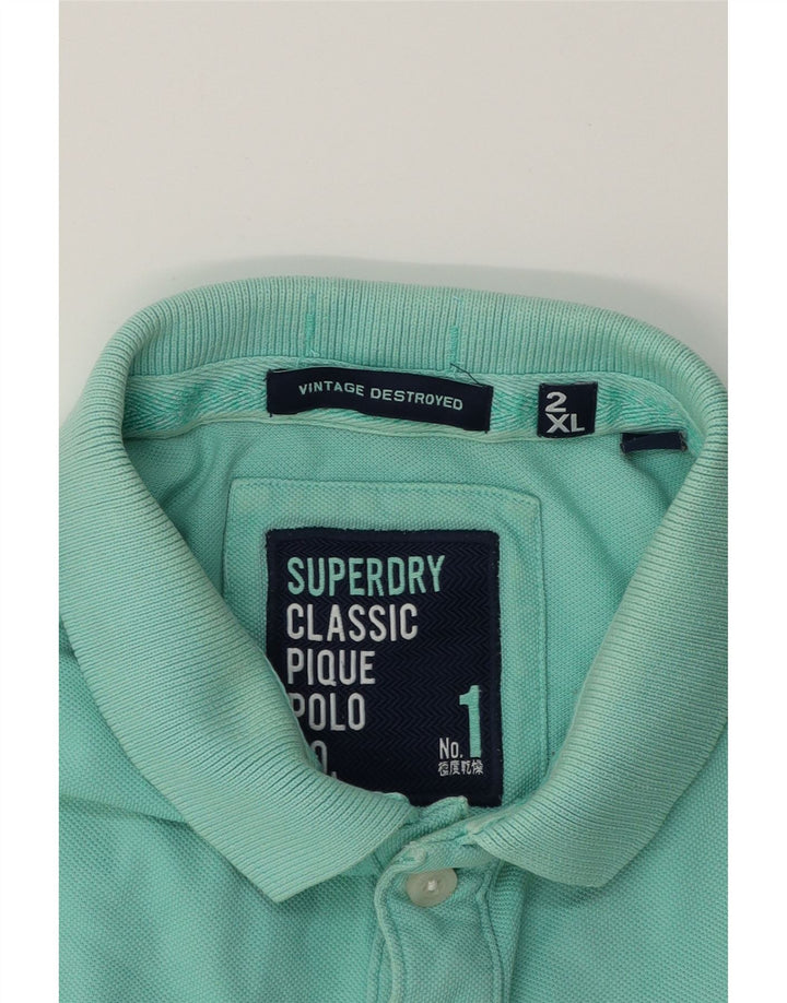 SUPERDRY Mens Polo Shirt 2XL Turquoise Cotton Vintage Superdry and Second-Hand Superdry from Messina Hembry 