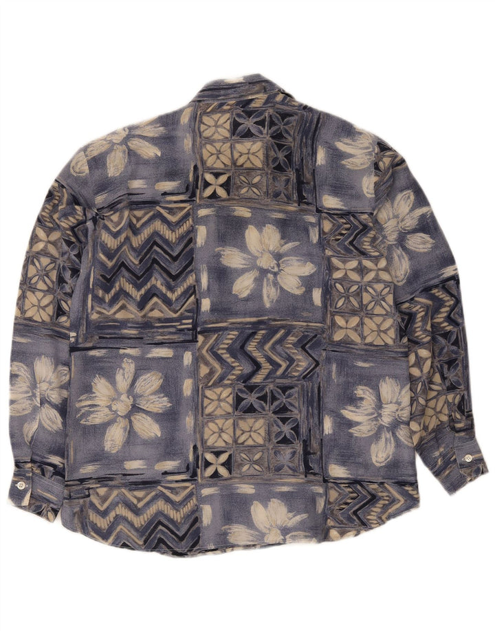 Vintage ženska košulja bluza IT 42 srednje plava patchwork svila