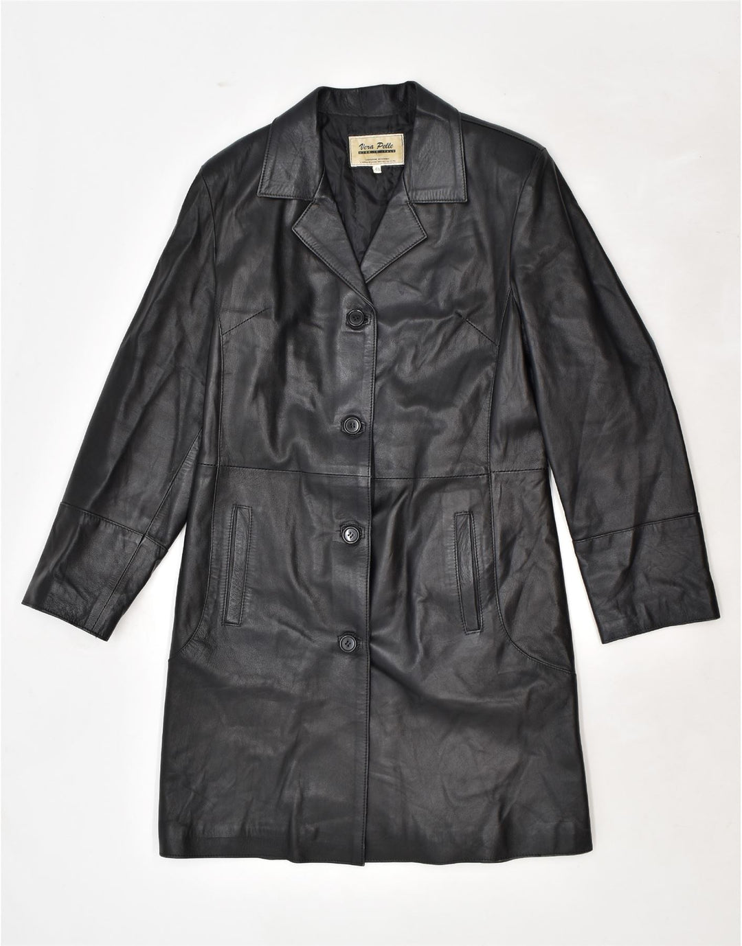 VINTAGE ženski kožni kaput IT 48 XL crna koža