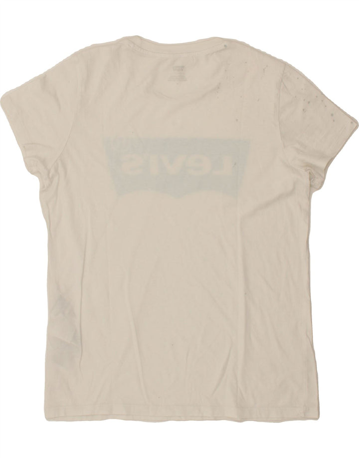 LEVI'S Womens Graphic T-Shirt Top UK 14 Medium White Cotton Vintage Levi's and Second-Hand Levi's from Messina Hembry 