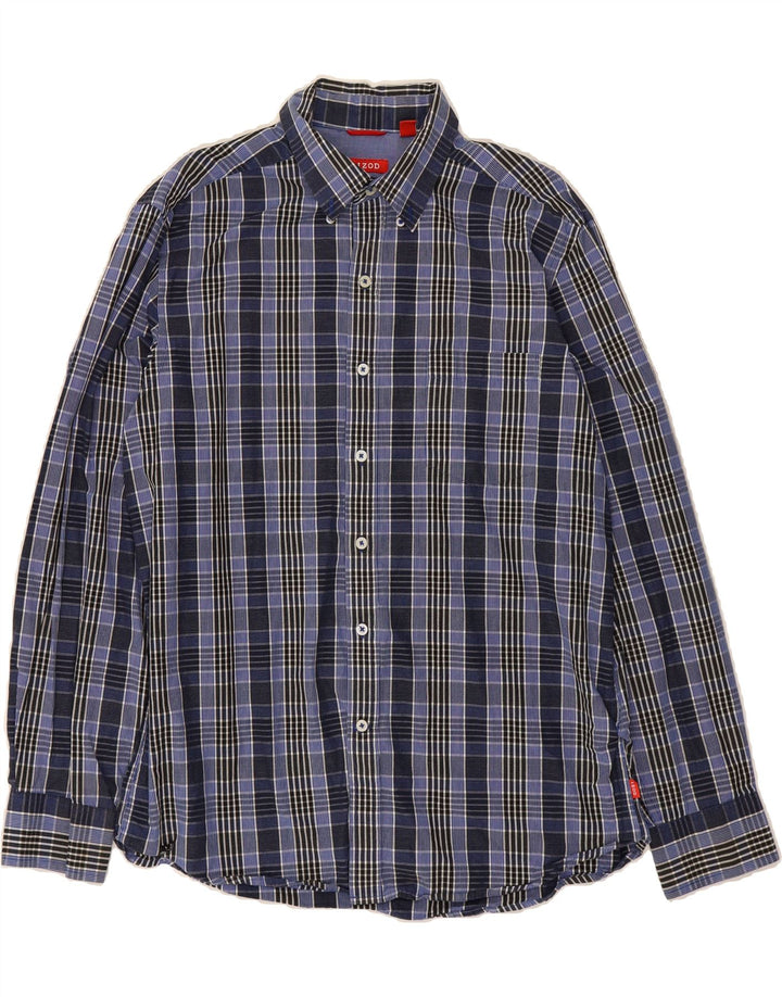 IZOD Mens Slim Fit Shirt Large Blue Check Cotton Vintage Izod and Second-Hand Izod from Messina Hembry 