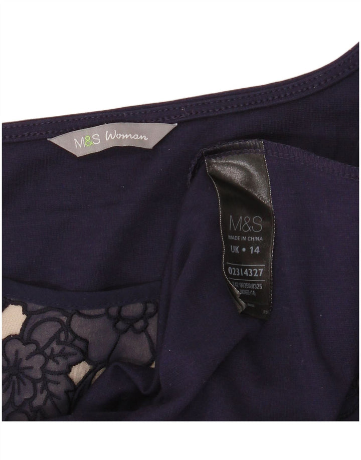 MARKS & SPENCER Ženska haljina A-kroja UK 14 Srednje tamnoplava cvjetna