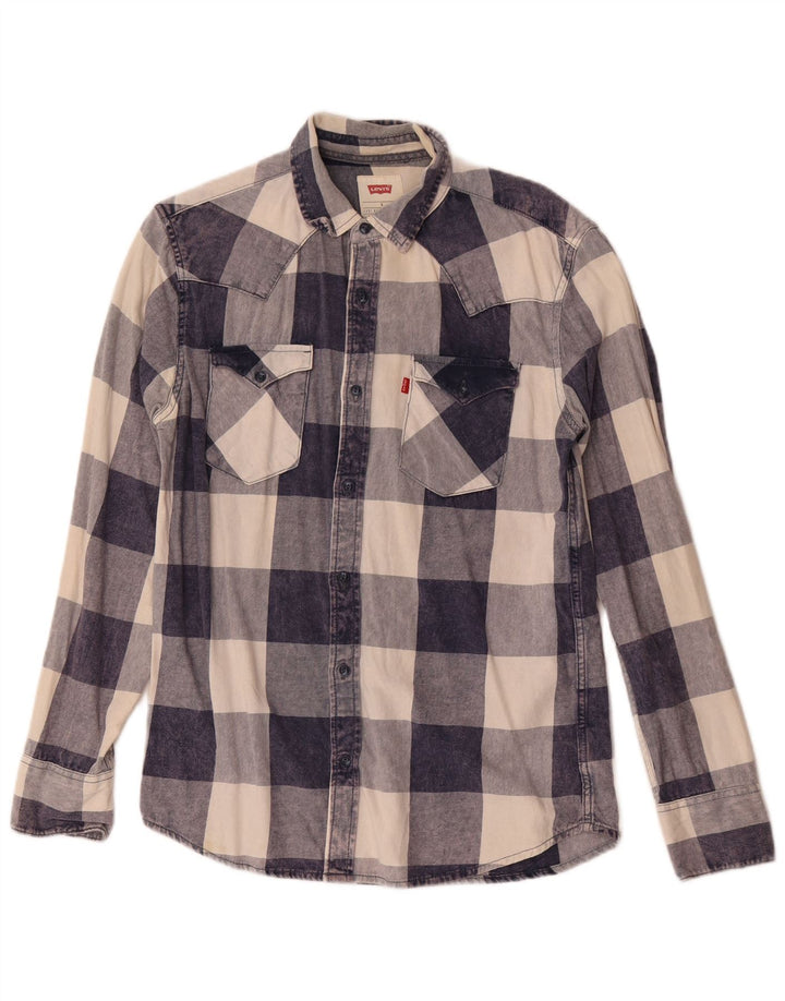 Levi's muška flanelska košulja mala tamnoplava karirana pamuk