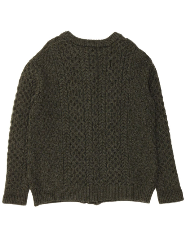 Shades Of Aran ženski kardigan pulover UK 18 XL kaki merino vuna