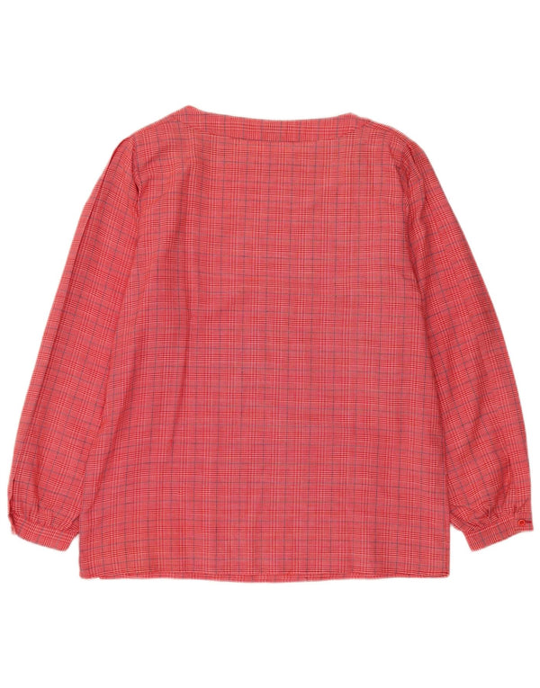 Vintage ženska majica dugih rukava UK 14 srednje ružičasta karirana