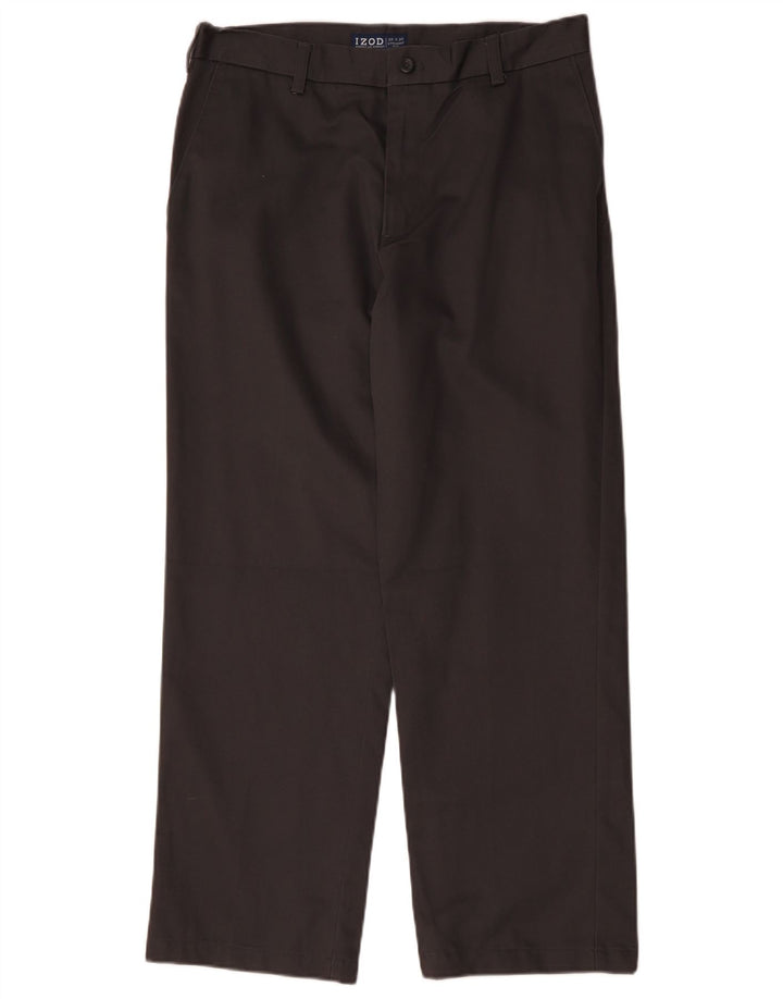 IZOD Muške ravne chino hlače W33 L30 Sivi pamuk