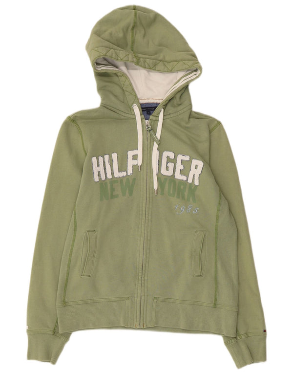 Tommy Hilfiger Ženski pulover s kapuljačom s patentnim zatvaračem UK 14 Veliki zeleni pamuk