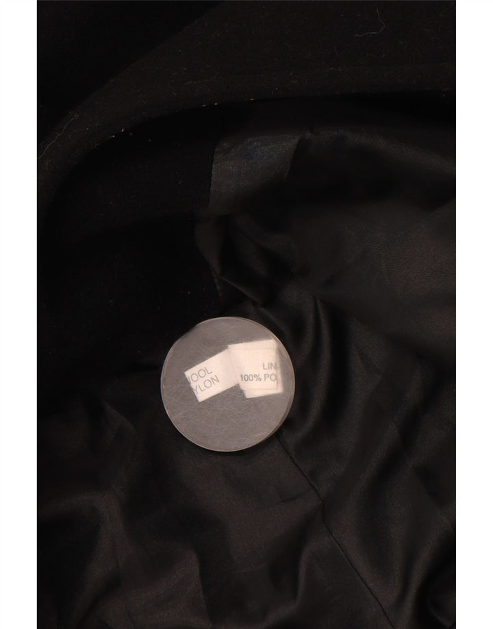 Vintage ženski kaput UK 14 Veliki crni cvjetni