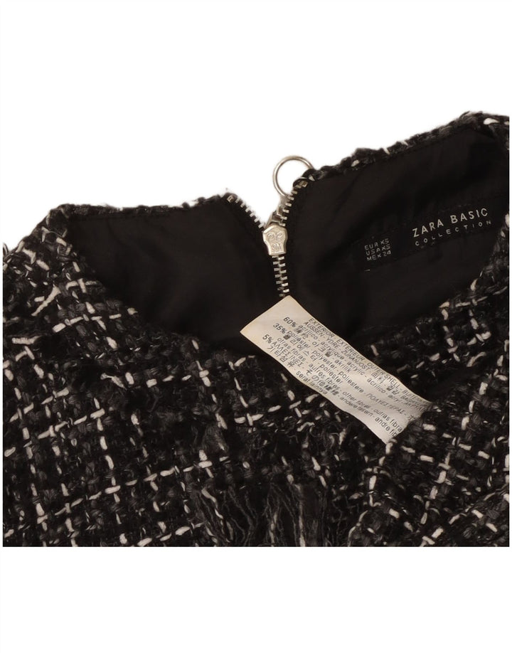 Zara ženska duga haljina bez rukava UK 6 XS crna karirana akril