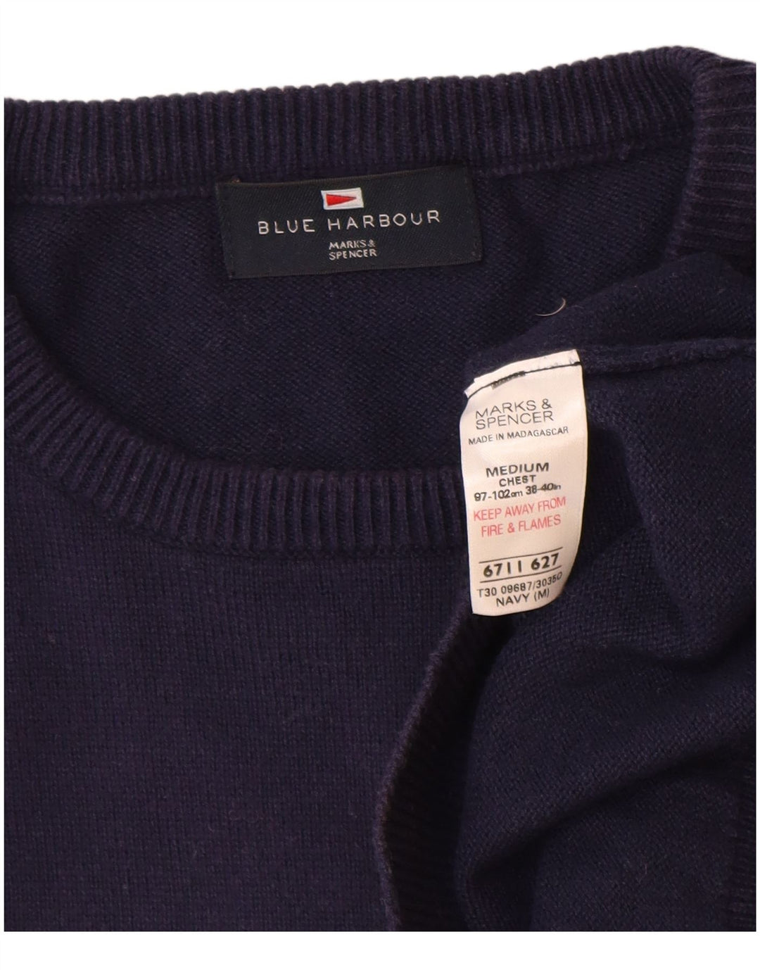 Marks & Spencer muški plavi Harbor džemper s okruglim izrezom srednje tamnoplave boje