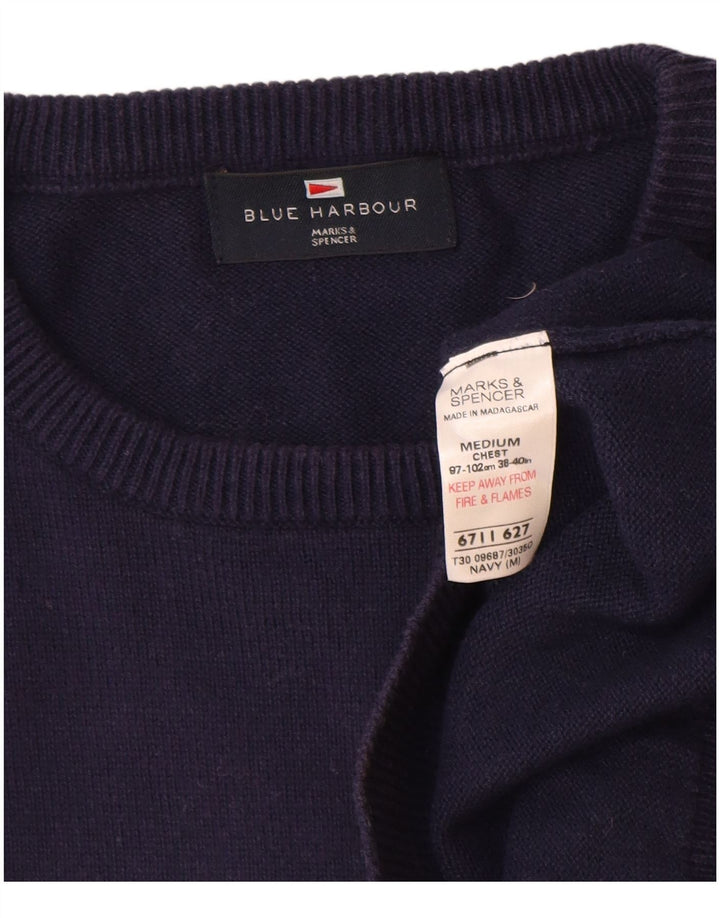 Marks & Spencer muški plavi Harbor džemper s okruglim izrezom srednje tamnoplave boje