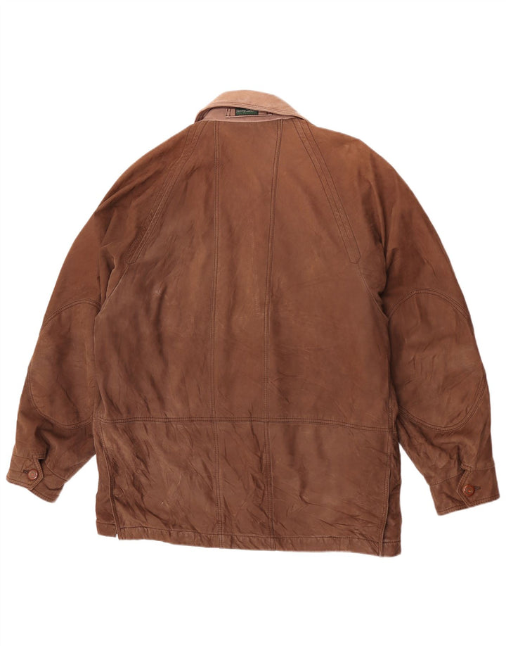 Henry Cottons muška robusna kožna jakna IT 50 velika smeđa koža