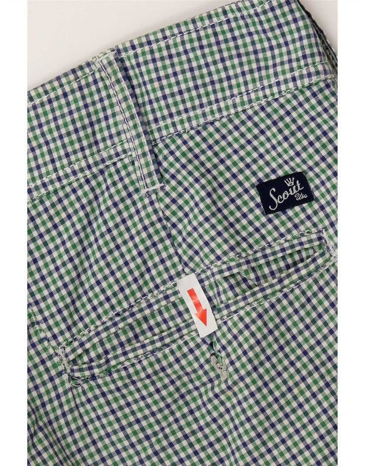Scout Mens Chino kratke hlače Large W34 Zeleni karirani pamuk