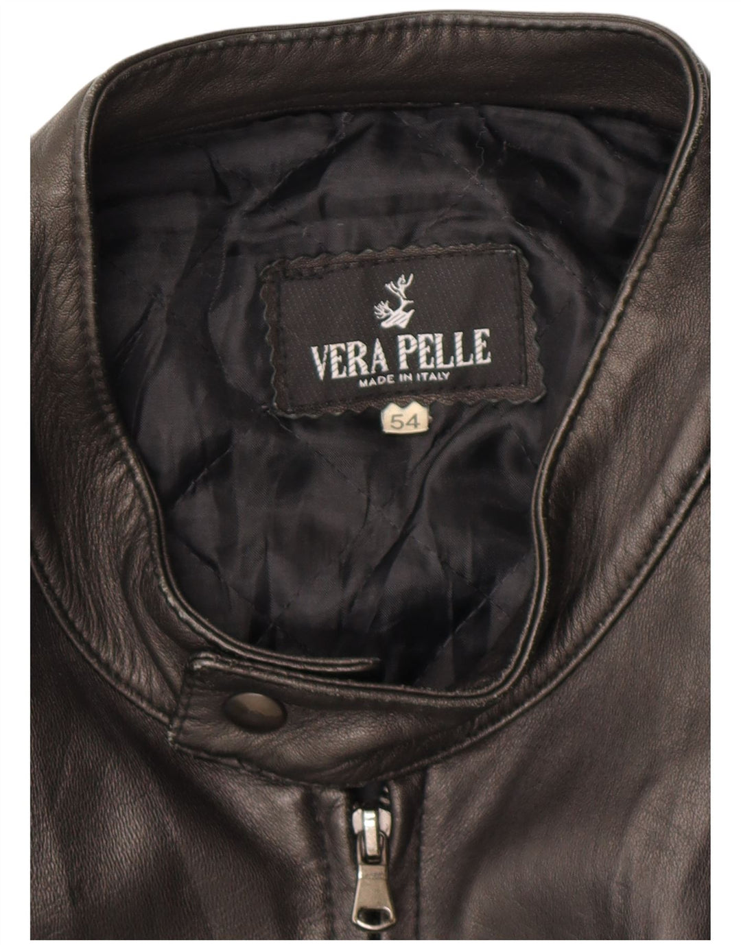 Vintage ženska kožna jakna s patentnim zatvaračem IT 54 2XL smeđa koža