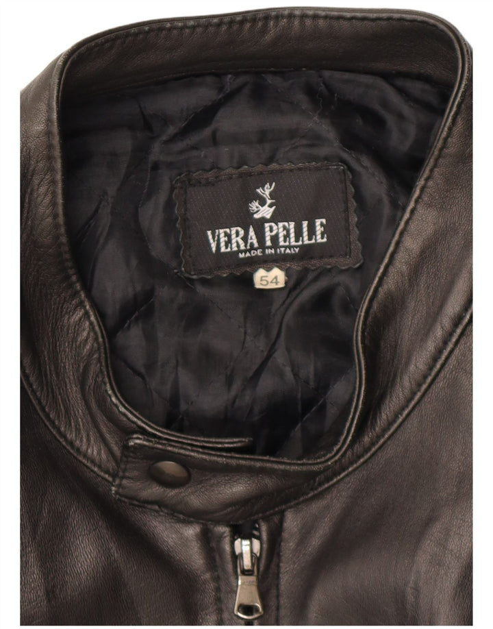 Vintage ženska kožna jakna s patentnim zatvaračem IT 54 2XL smeđa koža