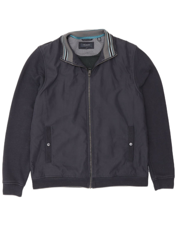 Ted Baker Mens Bomber Jacket Size 4 Large Navy Blue Cotton