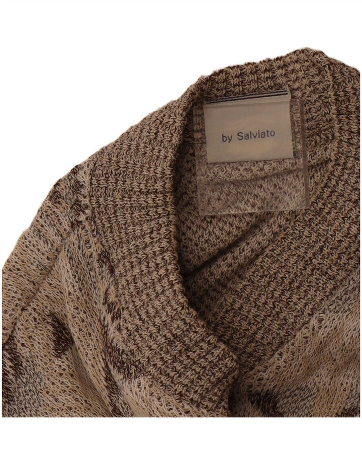 SALVIATO Mens Cardigan Sweater Medium Beige Geometric