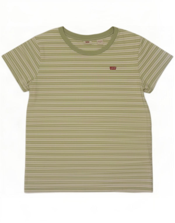 Levi's ženska majica kratkih rukava UK 16 Pamuk s velikim zelenim prugama