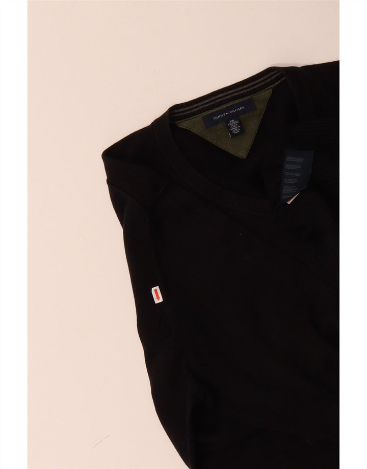 TOMMY HILFIGER Mens V-Neck Jumper Sweater 2XL Black