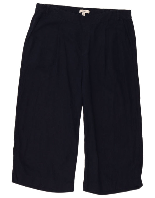 Marks & Spencer ženske kapri hlače UK 20 2XL W40 L23 tamnoplavi lan