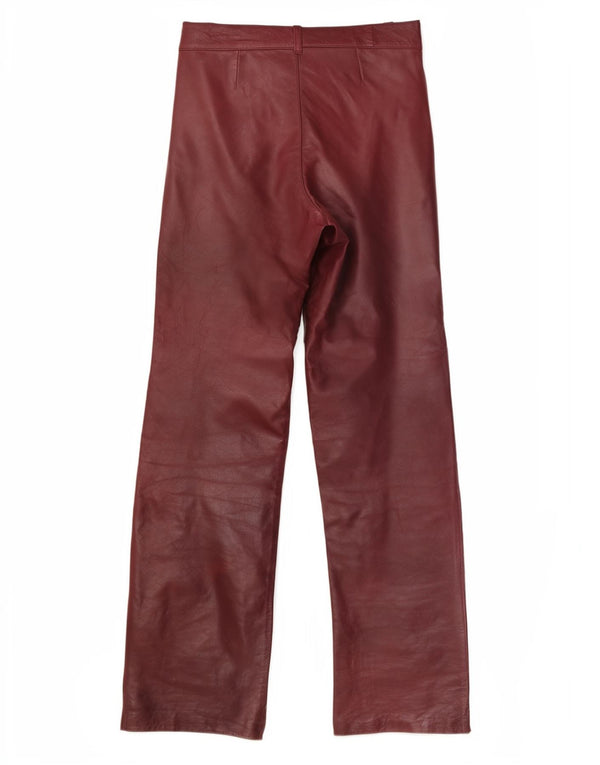 Vintage ženske ravne kožne hlače W26 L29 Bordo
