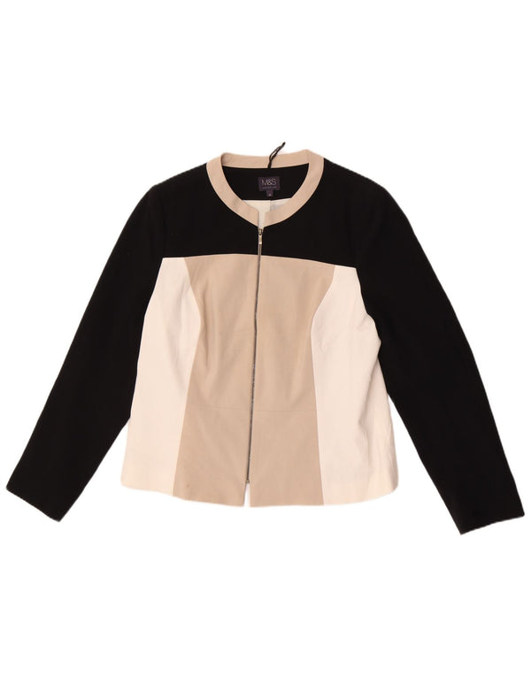Marks & Spencer ženska jakna s punim patentnim zatvaračem UK 16 Large Beige Colourblock