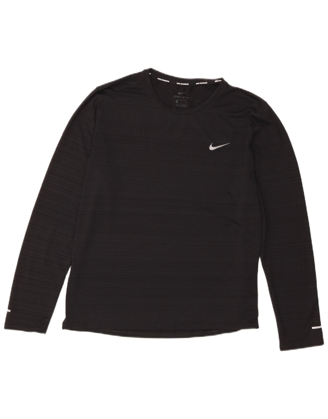 Nike Ženska Dri Fit Top majica dugih rukava UK 16 Veliki crni prugasti poliester