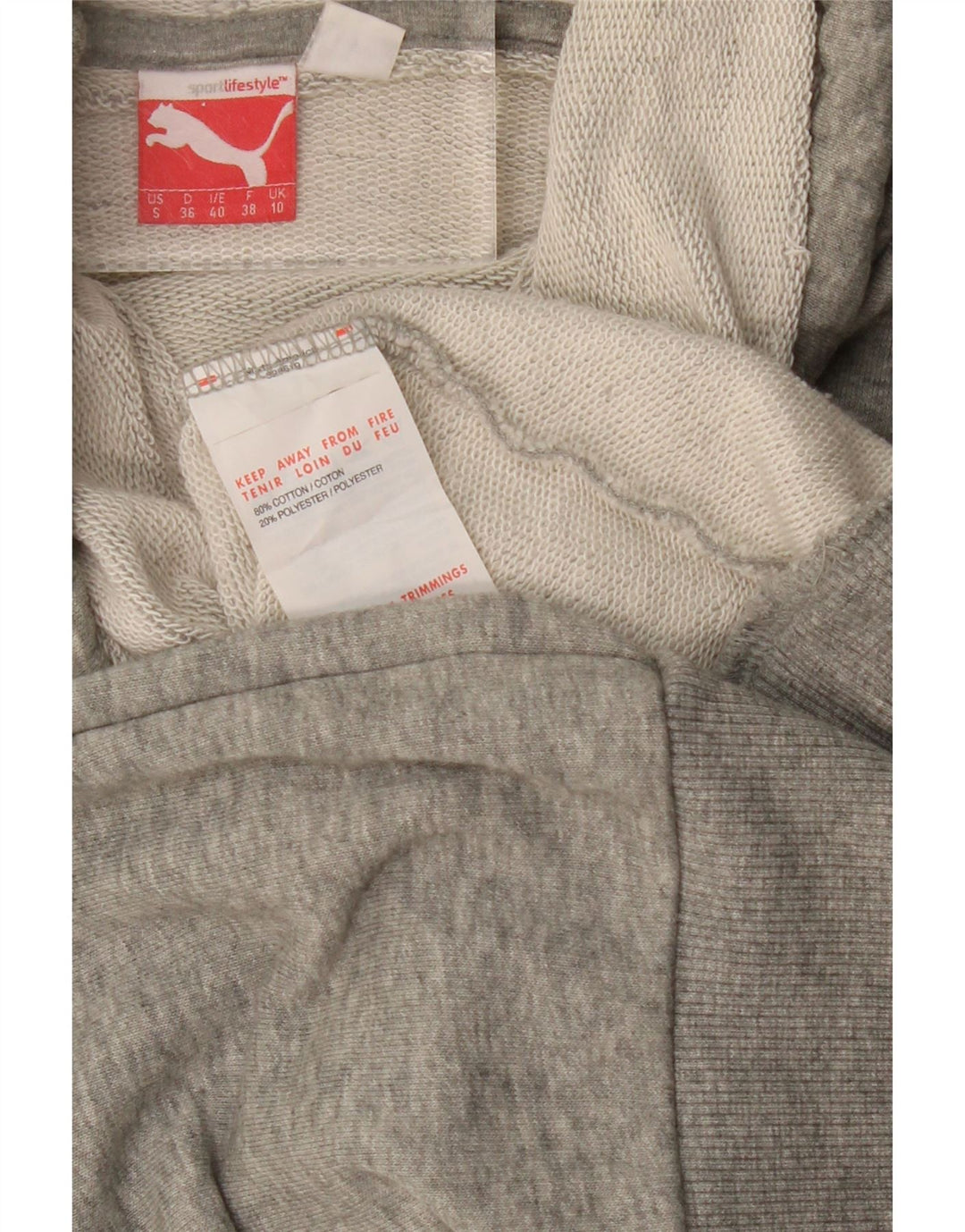 PUMA Ženska velika majica s kapuljačom UK 10 Small Grey Flected Cotton