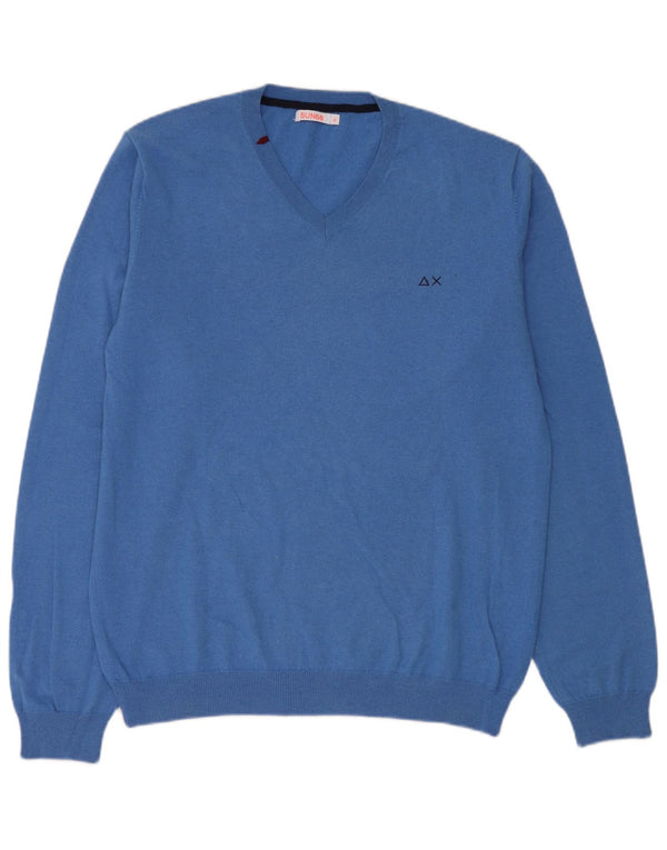 Sun68 Ženski džemper s V-izrezom UK 18 XL Plava merino vuna